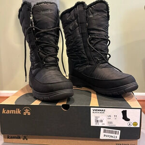 Kamik Women’s Vienna 2 Black Winter Boots Waterproof- Size 11